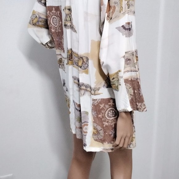 Vintage Alessandra Light Open Cardigan Cover Up Rome Theme Size L Relaxed - Picture 9 of 16